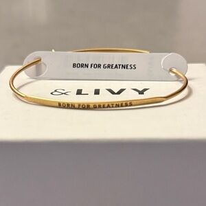 &LIVY Born for Greatness Posy Antique Gold Bangle Bracelet
